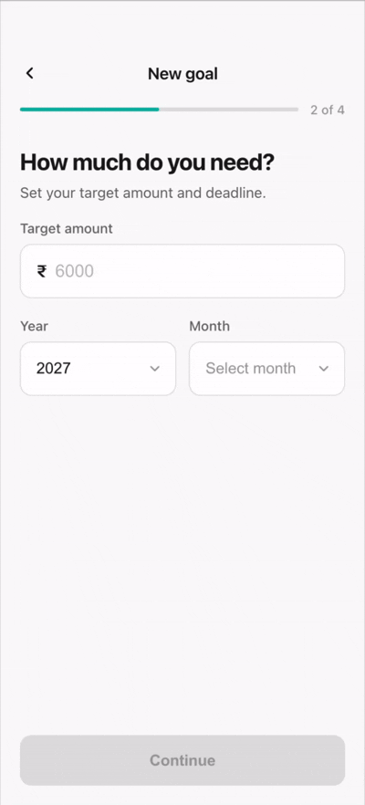 Step 2 — Amount + Date with Live Calculation